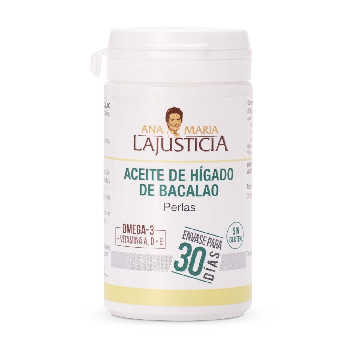 Aceite de Hígado de Bacalao ANA MARÍA LAJUSTICIA (90 Perlas) - Rico en Omega-3, Vitaminas A, D y E - Salud Inmunitaria y Ósea