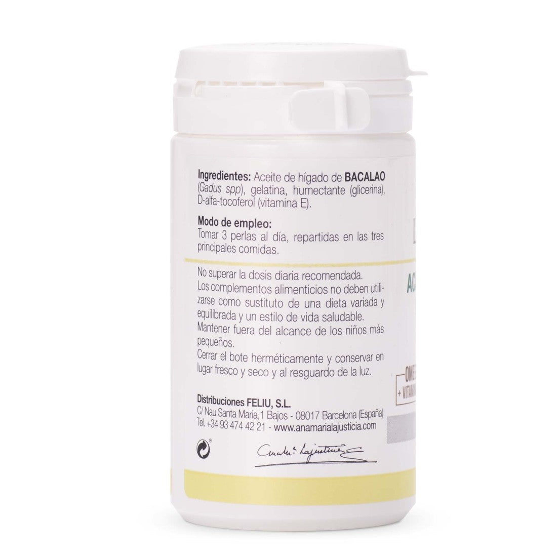 Aceite de Hígado de Bacalao ANA MARÍA LAJUSTICIA (90 Perlas) - Rico en Omega-3, Vitaminas A, D y E - Salud Inmunitaria y Ósea