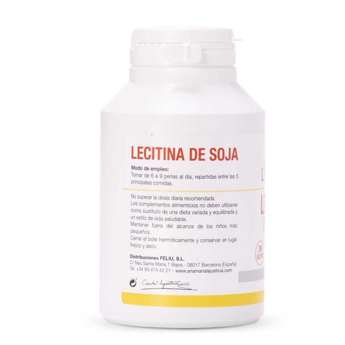 Lecitina de Soja ANA MARÍA LAJUSTICIA (300 Perlas) - Reduce el Colesterol y Mejora la Memoria - Salud Cardiovascular y Cerebral