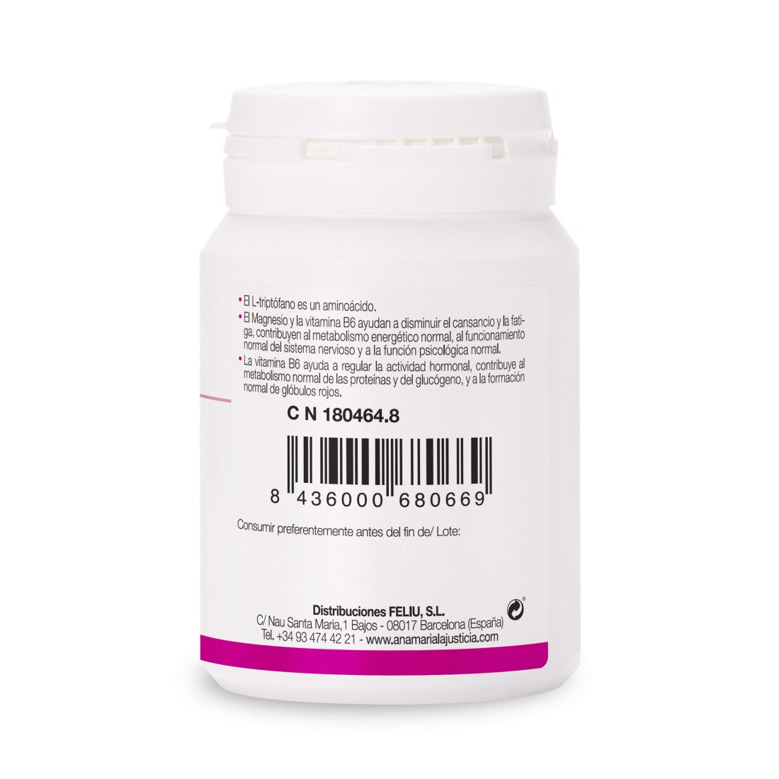 Triptófano con Magnesio y Vitamina B6 ANA MARÍA LAJUSTICIA (60 Comprimidos) - Reduce Ansiedad y Cansancio - Sueño Reparador y Bienestar