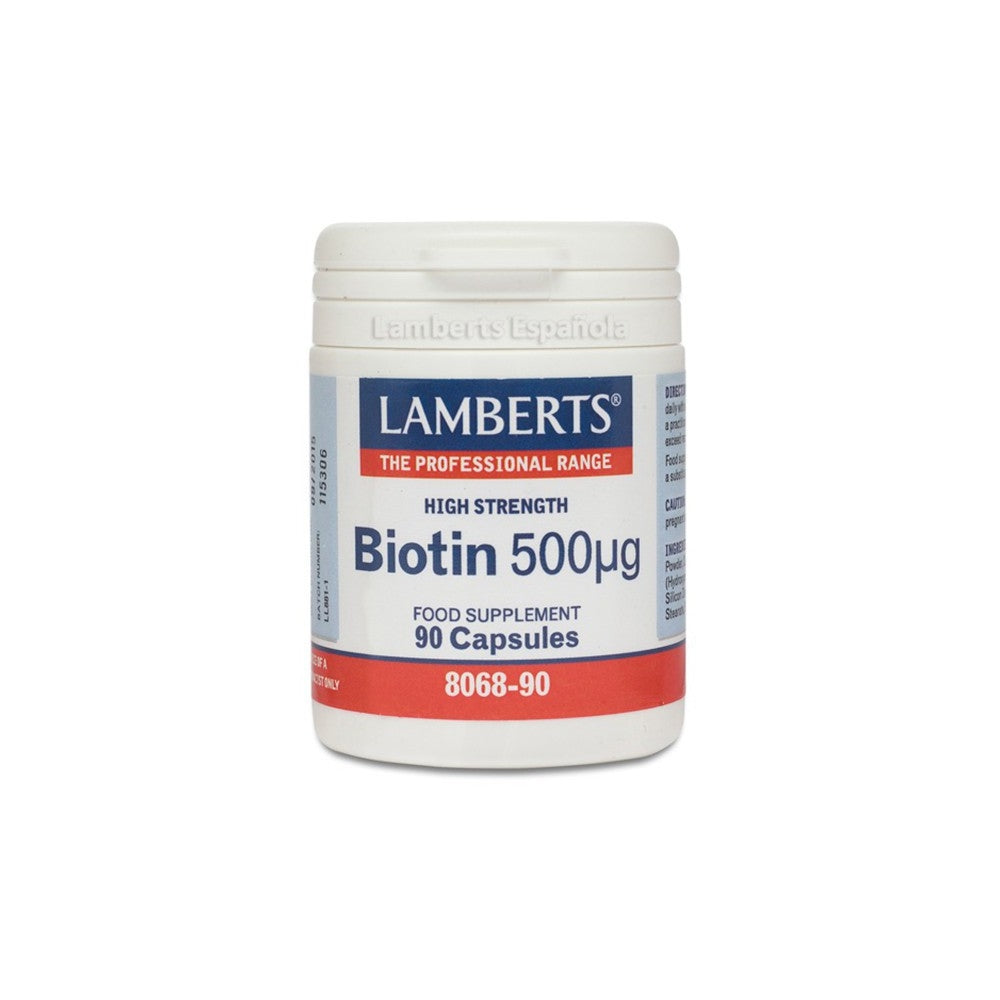 Biotina 500 mcg - 90 Cápsulas Lamberts: Vitalidad para Tu Cabello, Piel y Energía