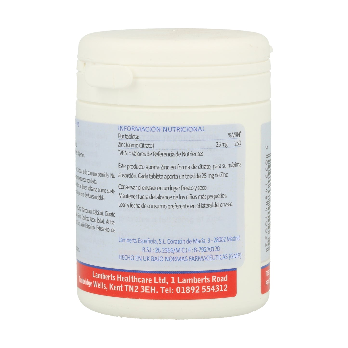 Zinc 25mg - 120 Cápsulas Lamberts: Apoyo Integral para tu Salud