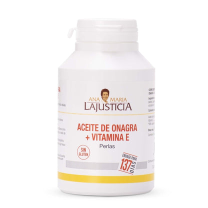 Aceite de Onagra + Vitamina E, 275 Perlas - Alivio Premenstrual, Antioxidante Natural y Cuidado Celular - ANA MARIA LA JUSTICIA