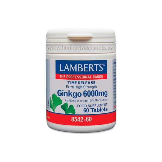 Ginkgo Biloba 6000 mg - 60 Cápsulas Lamberts: Tu Aliado Natural para la Circulación y Memoria