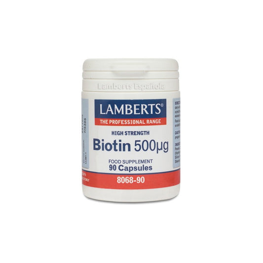 Biotina 500 mcg - 90 Cápsulas Lamberts: Vitalidad para Tu Cabello, Piel y Energía